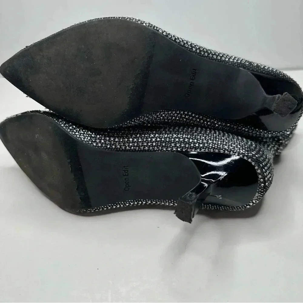 Open Edit Tilly Crystal Embellished Bootie in Silver Size 8.5